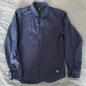 DC Mens Dark Blue Long Sleeve Button Shirt Size S